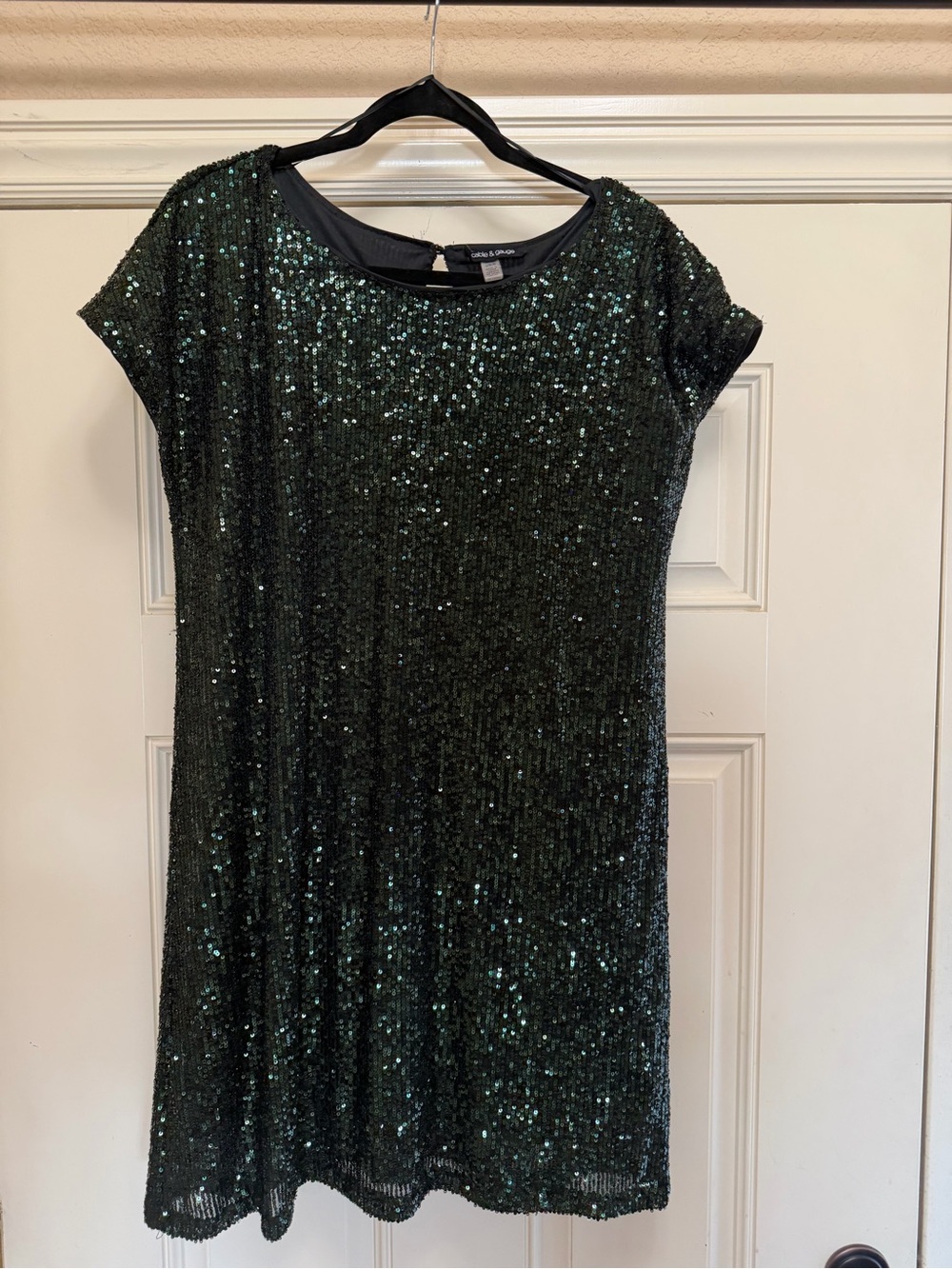 Cable & Gauge Emerald Sequin Short Sleeve Dress
